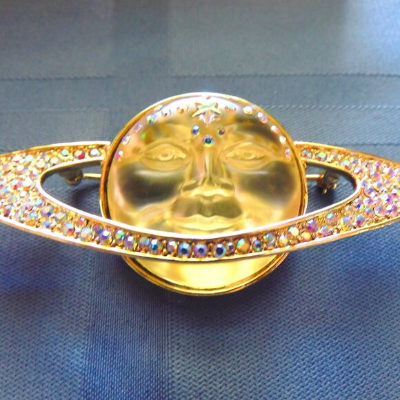 KIRKS FOLLY - SOLAR GALAXY SEAVIEW MOON / VENUS PENDANT or BROOCH / ORIGINAL BOX - Picture 7 of 7